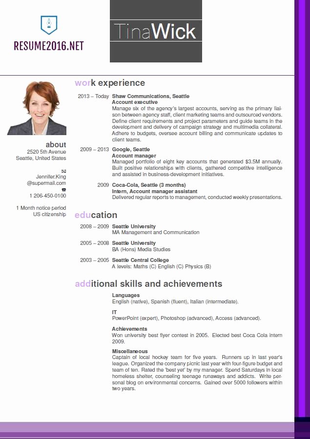 updated resume format 2016