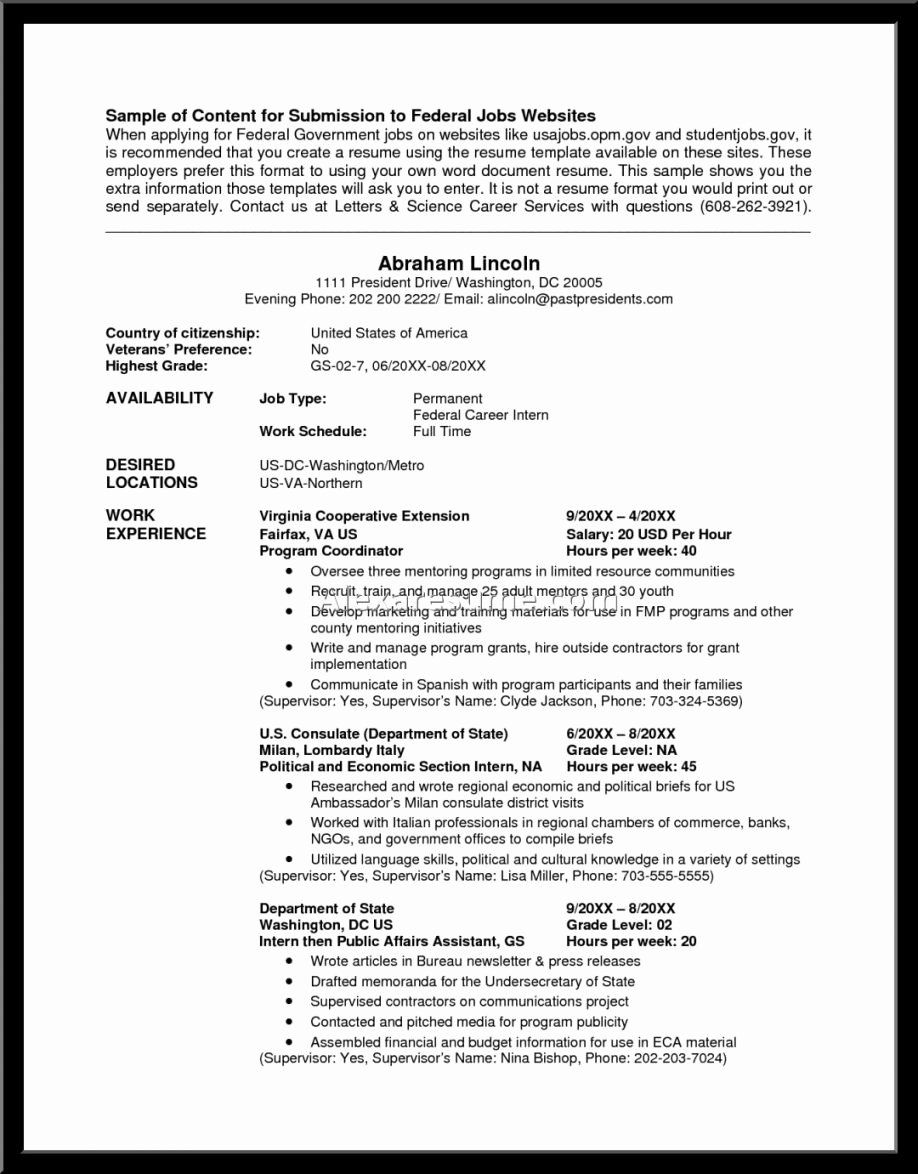 Usa Jobs Federal Resume Samples Best – Perfect Resume format