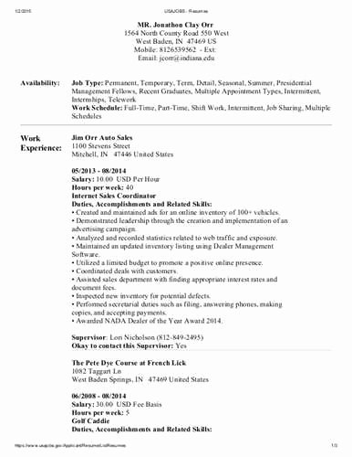 Usajobs Resume Builder Federal Resume