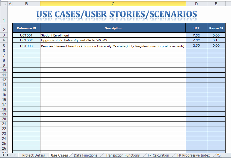 Use Case Template Excel