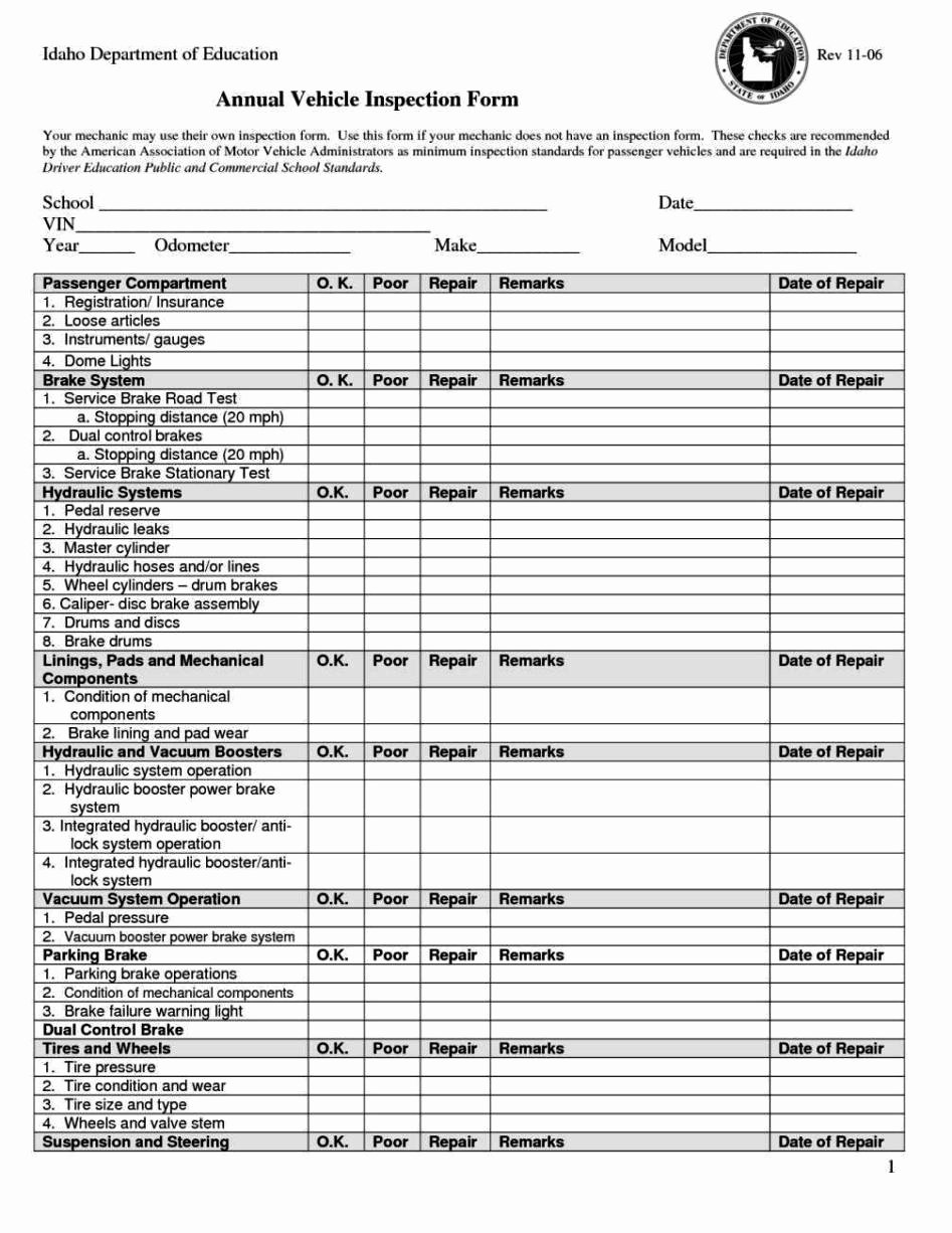 Truck Inspection form Template