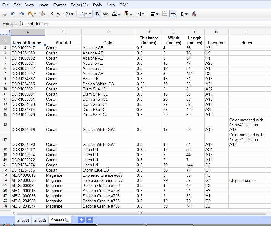 Using Google Documents Spreadsheets for Inventory Tracking Part 1