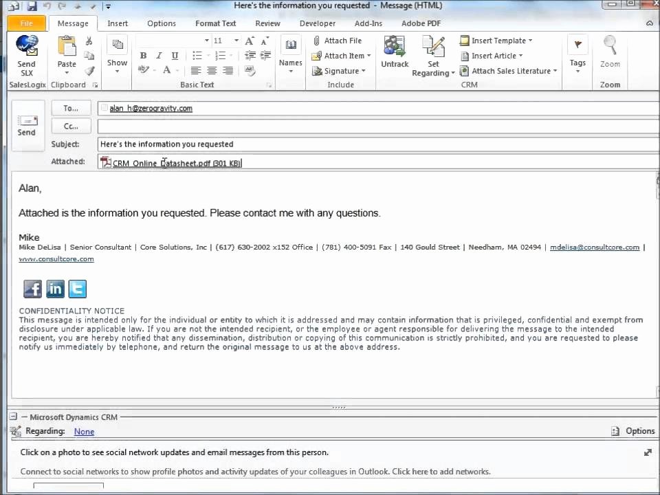 Using Templates In Crm Outlook Emails