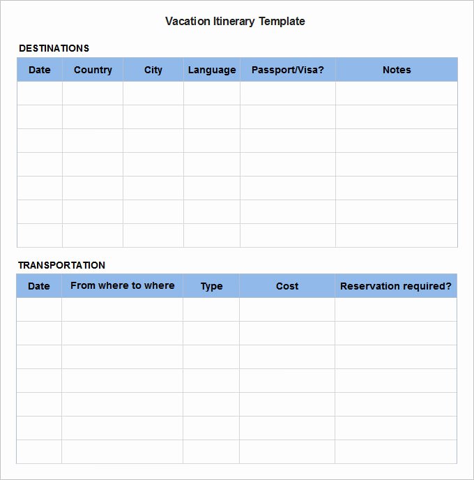 Vacation Planner Template