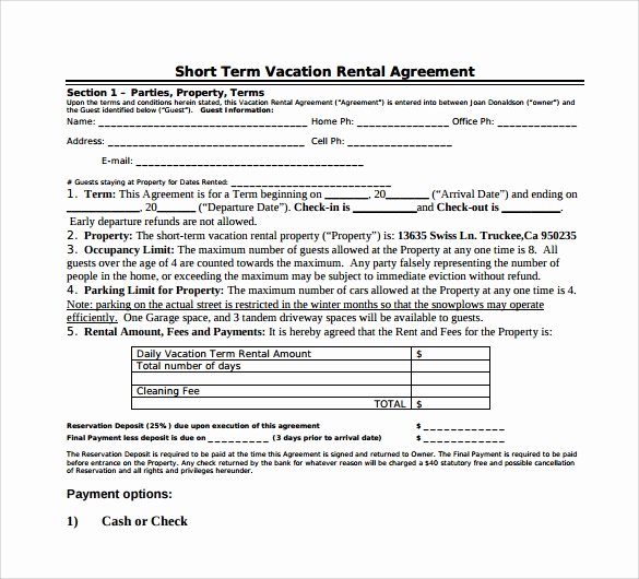 Vacation Rental Agreement 10 Samples Examples &amp; format