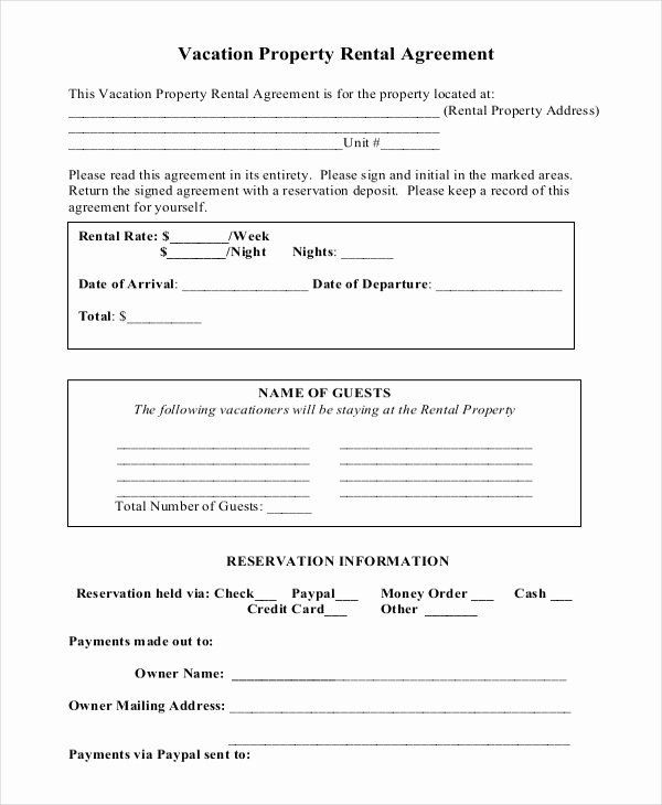 vacation rental agreement