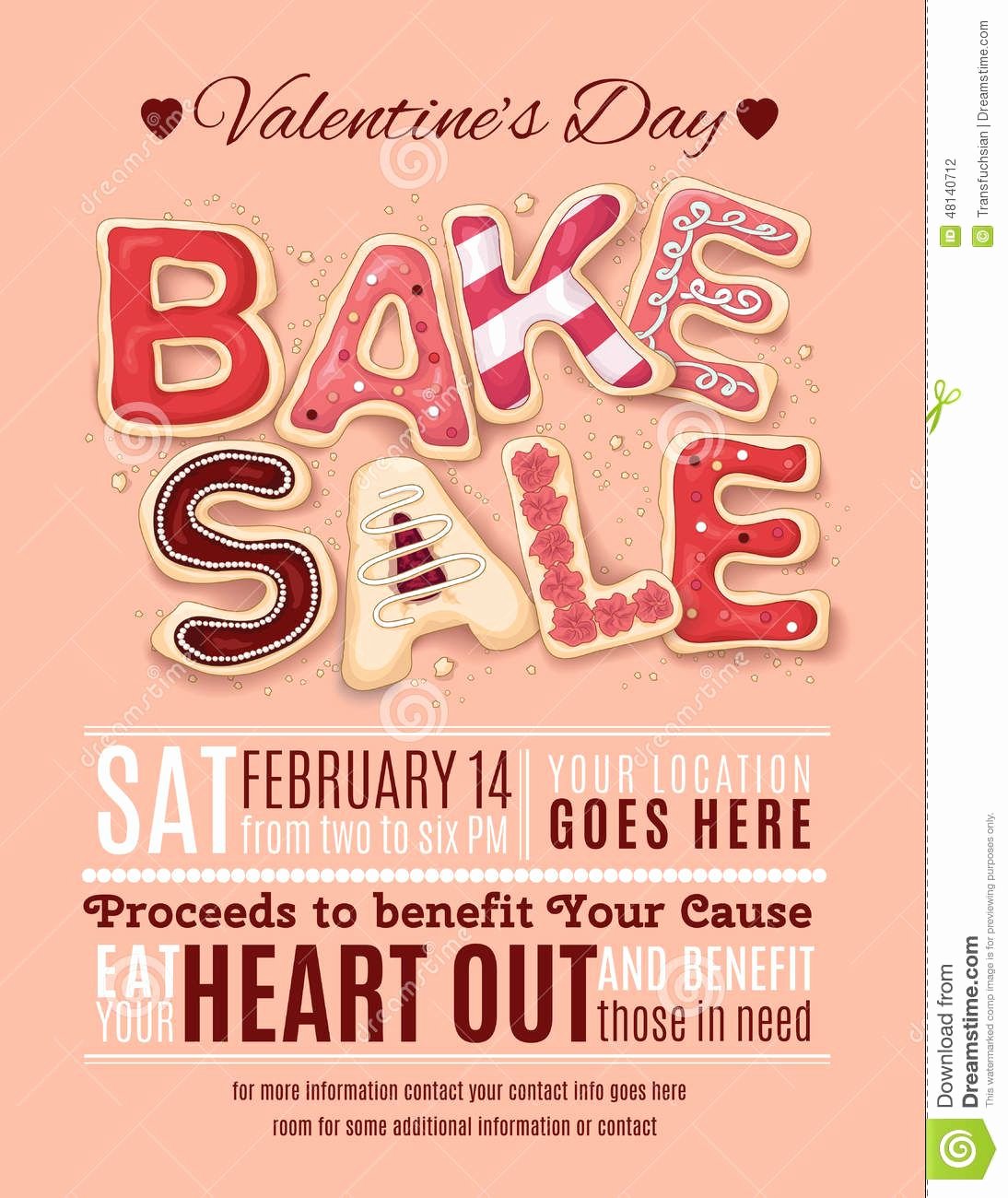 Valentines Day Bake Sale Flyer Template Download From