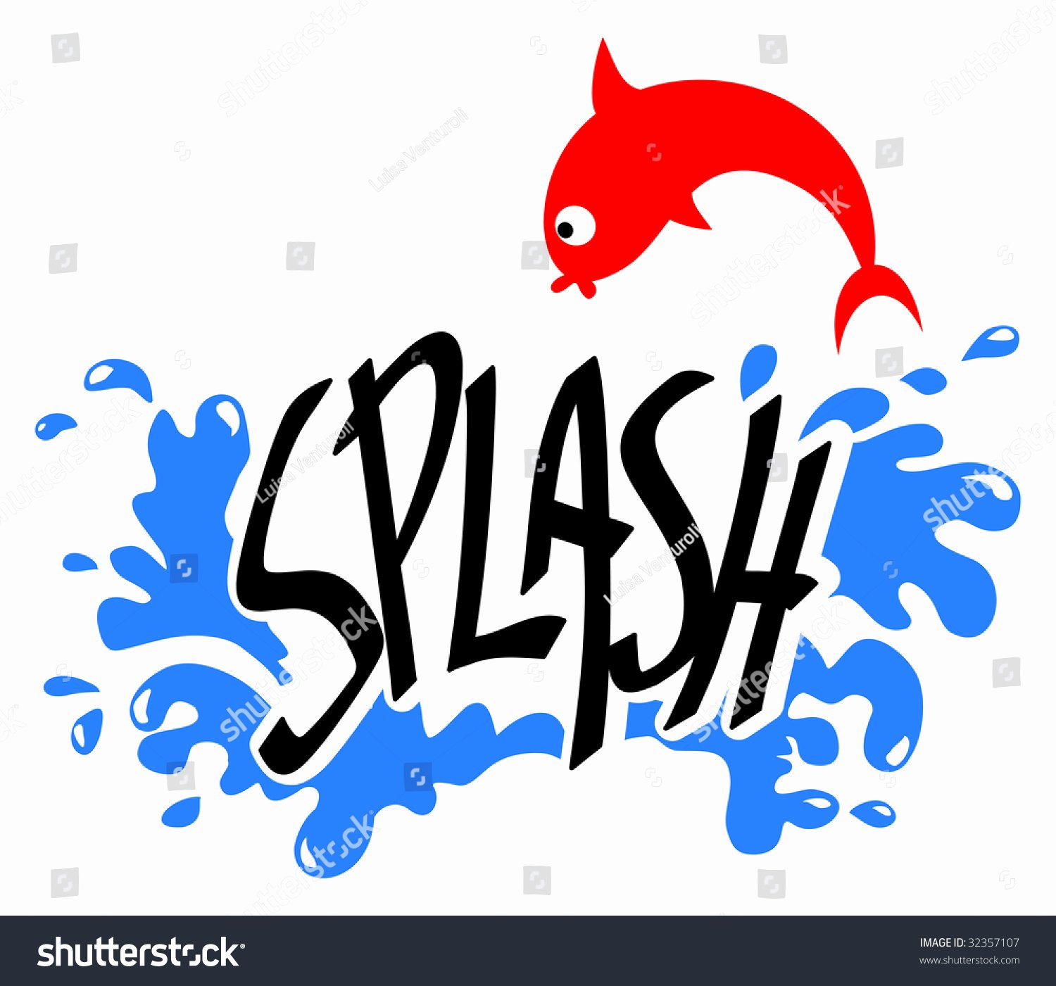 Vector Drawing the Word &quot;splash&quot; Water with Waves In