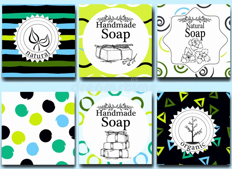 Vector Set Seamless Patterns Labels and Logo Design Templates for Handmade Natural soap
