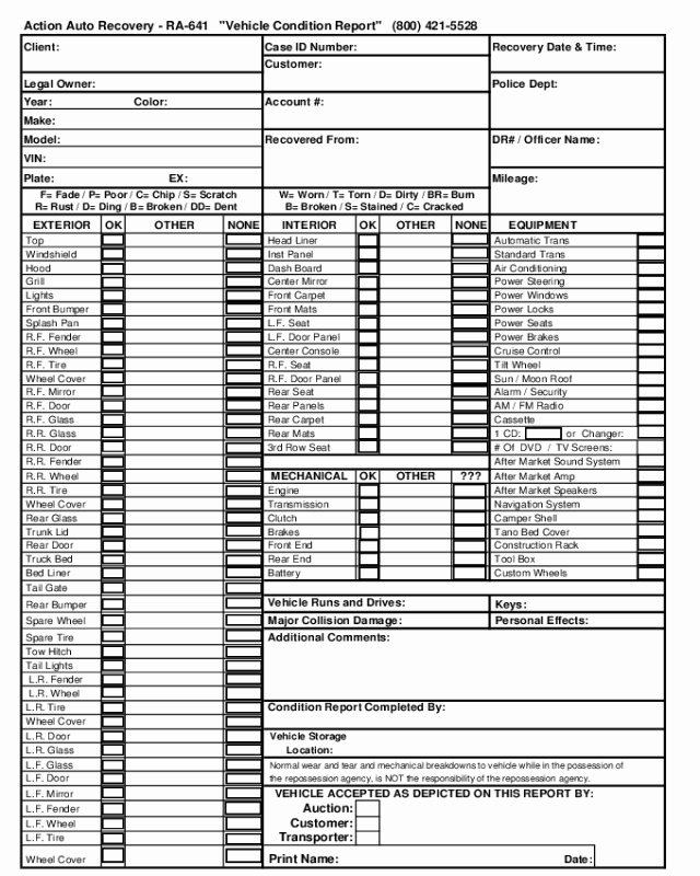 Vehicle Condition Report Sample form Edit Fill Sign