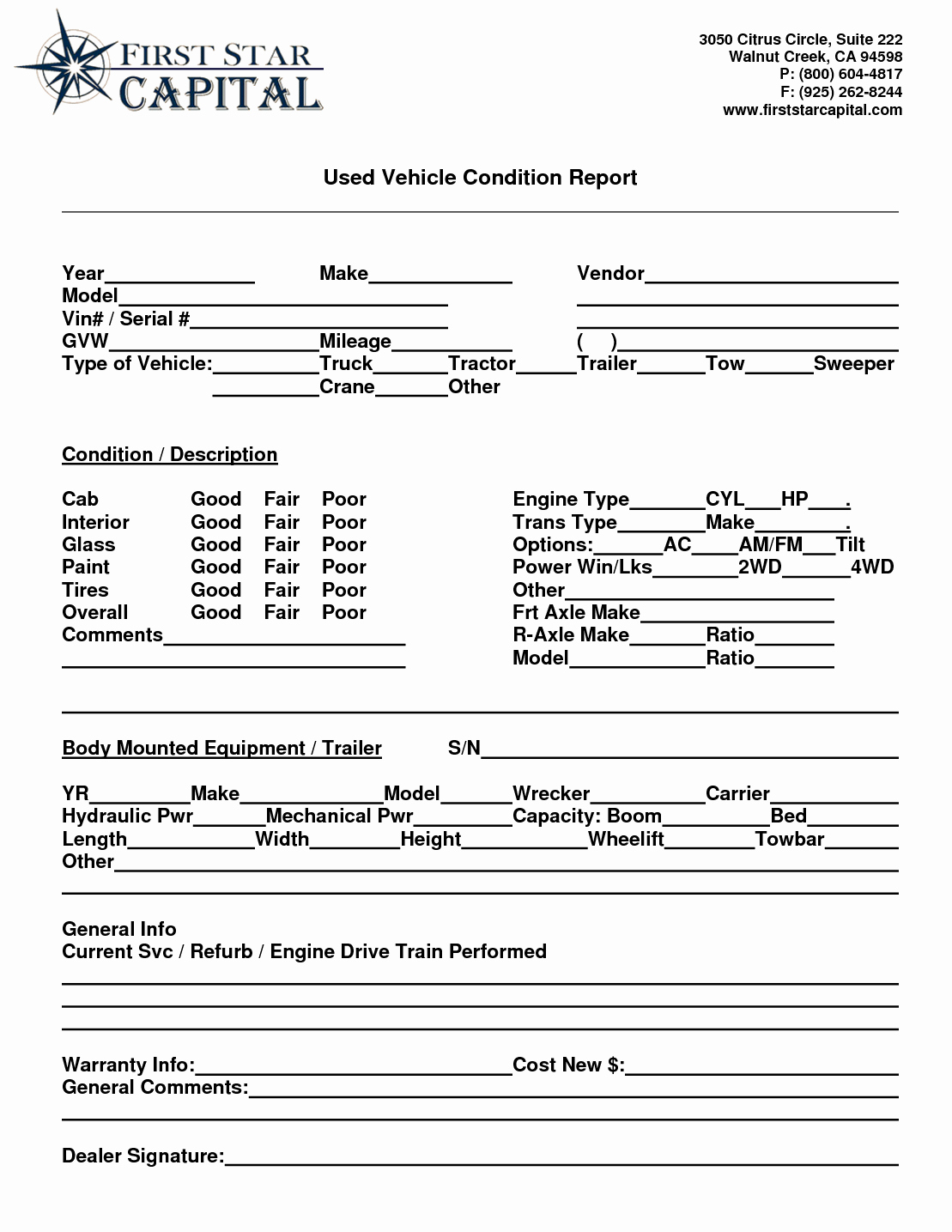 Vehicle Condition Report Templates
