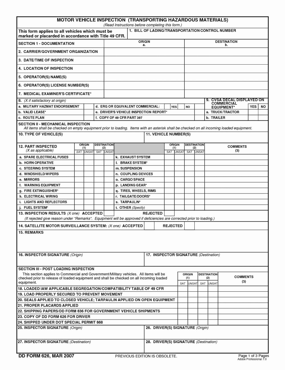 Vehicle Inspection form Template Pdf forms 4042