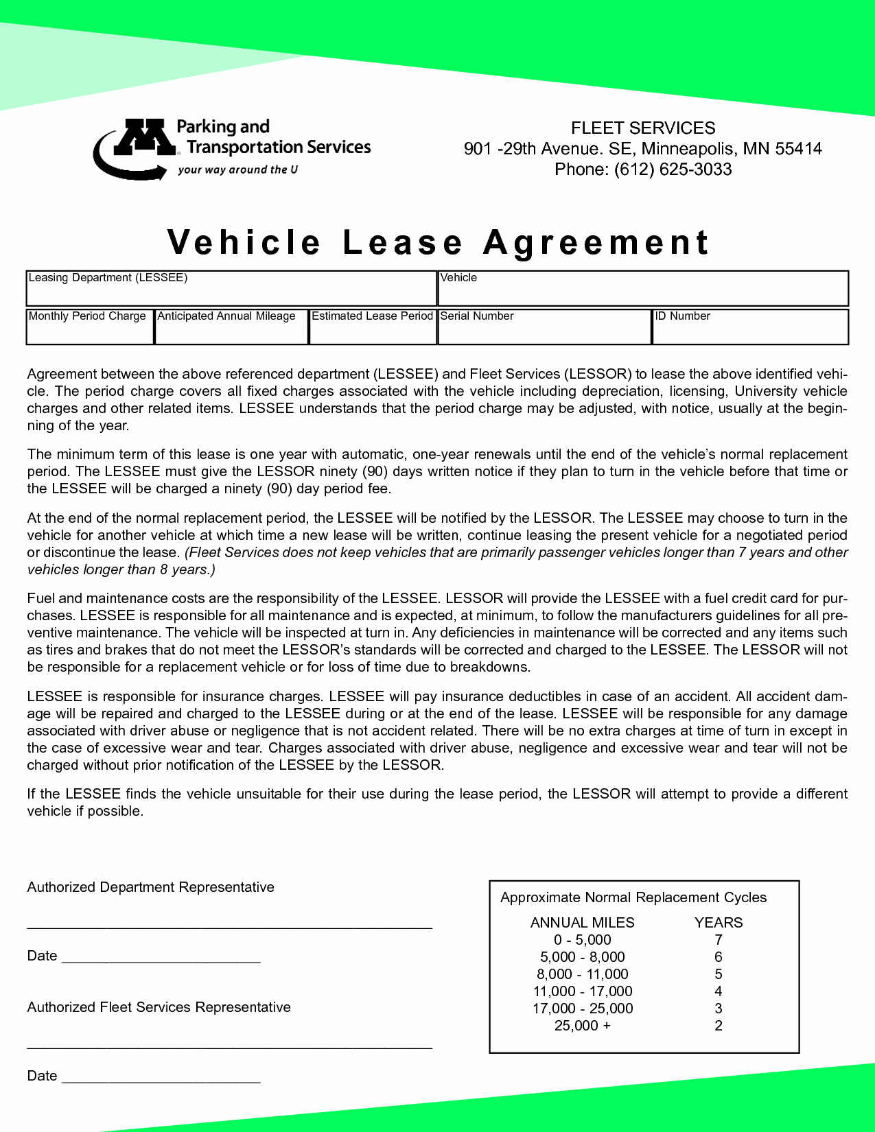 Vehicle Lease Agreement