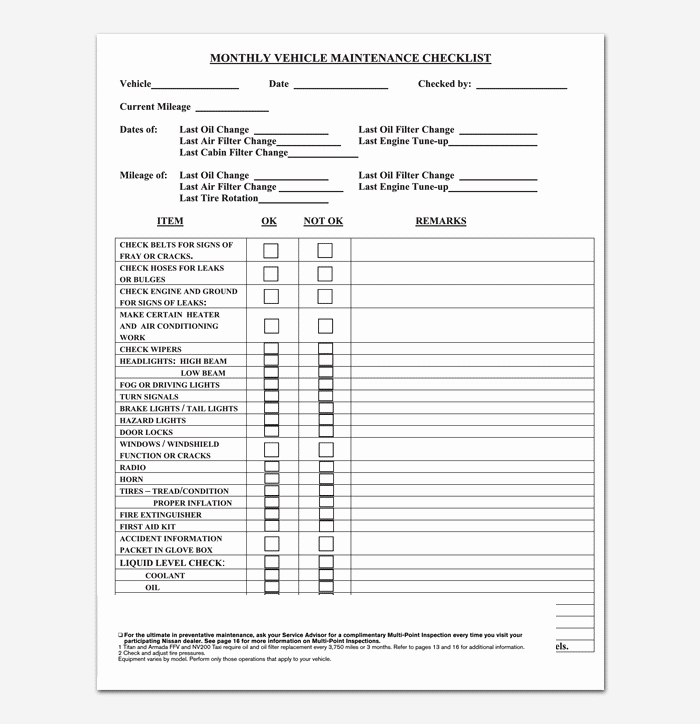 Vehicle Maintenance Schedule Template 10 for Word