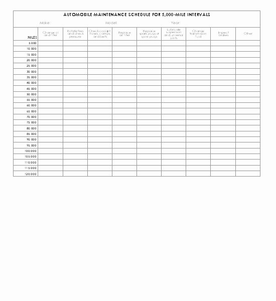 Vehicle Maintenance Schedule Template Excel
