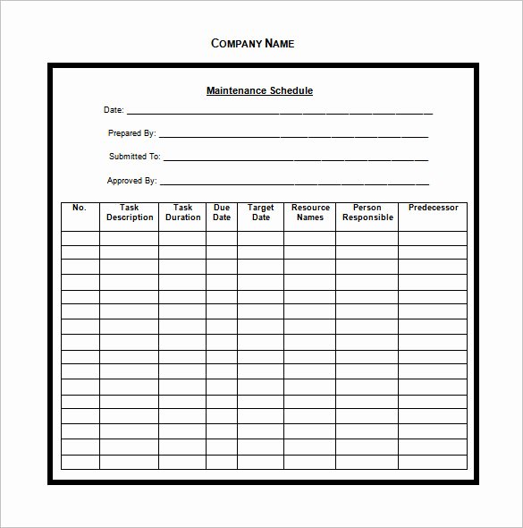 vehicle preventive maintenance schedule template excel