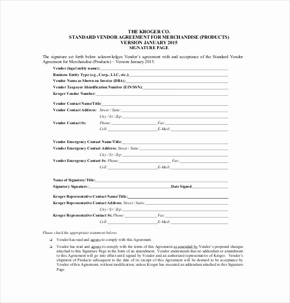 Vendor Agreement Template – 18 Free Word Pdf Documents