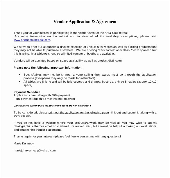 vendor application template