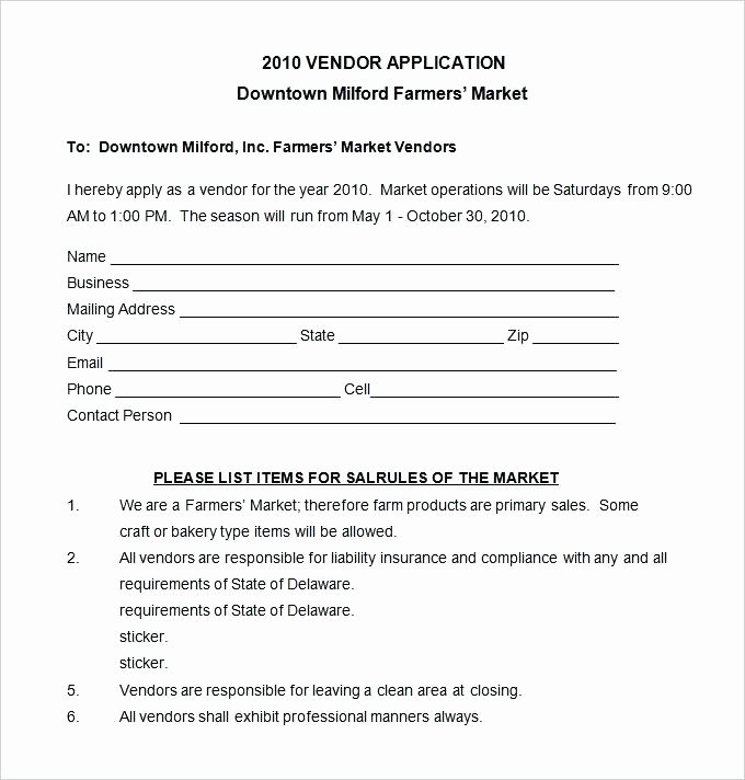 Vendor Registration form format Example New Supplier