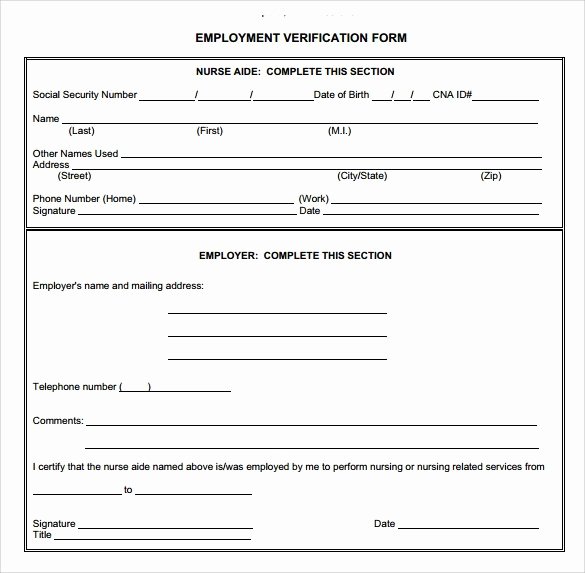 Verification Employment form