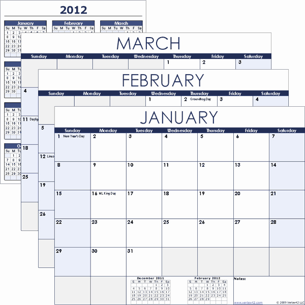 Vertex Free Calendar Templates