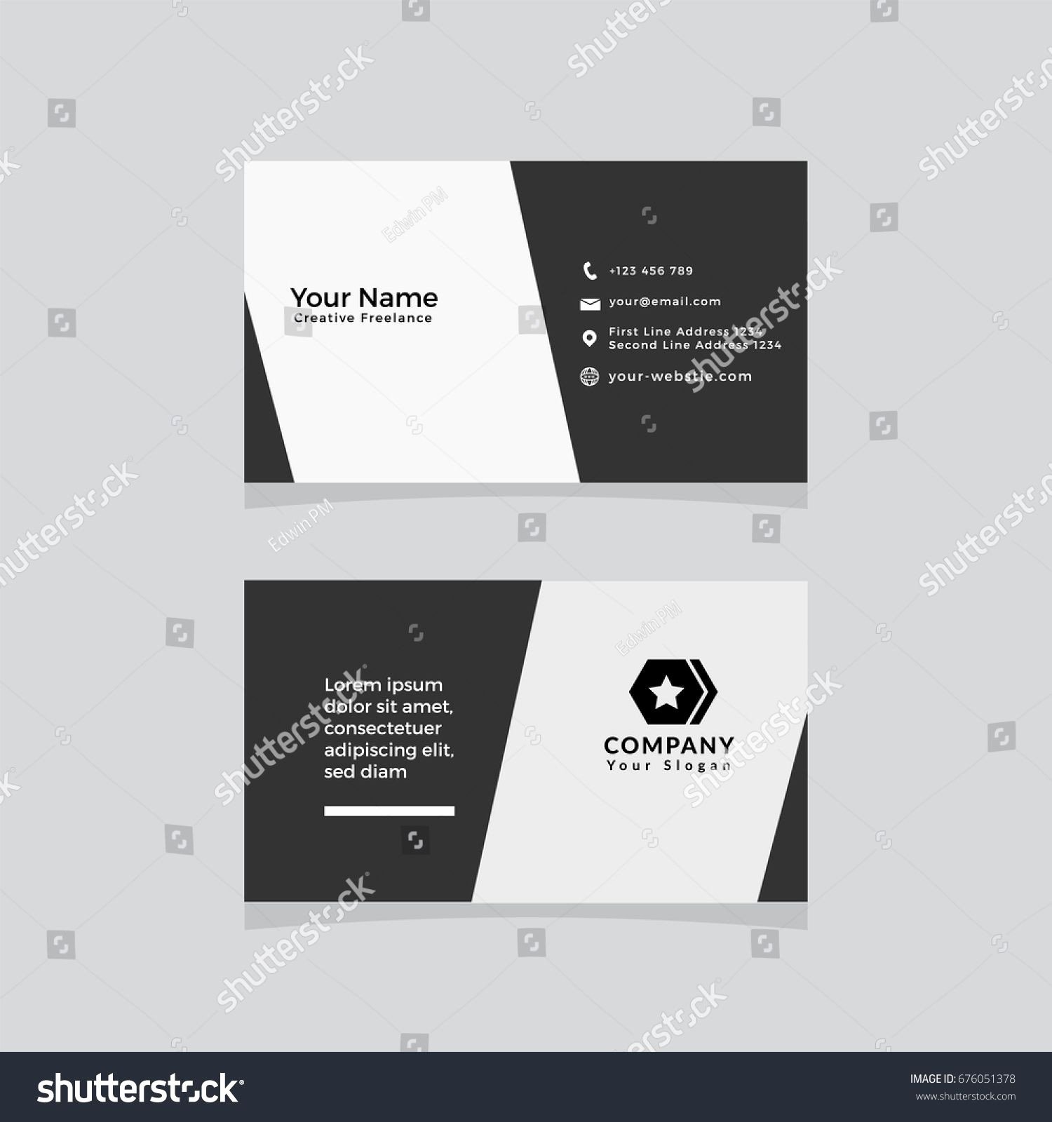 Vertical Business Card Template Illustrator Elegant Double