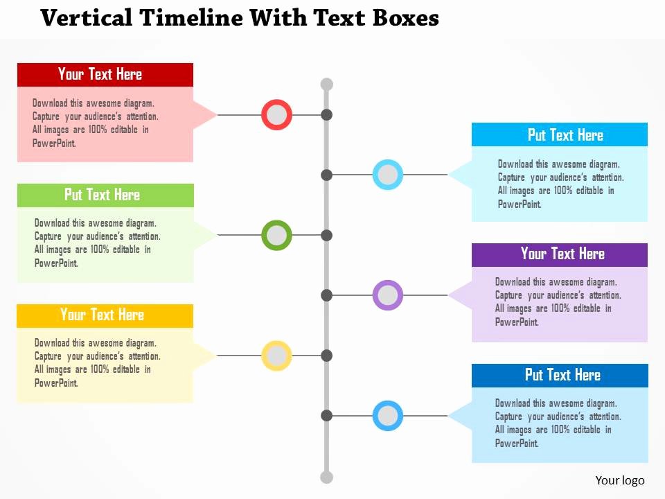Vertical Timeline with Text Boxes Flat Powerpoint Design
