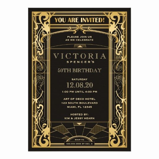 Vintage Art Deco Great Gatsby Birthday Invitation
