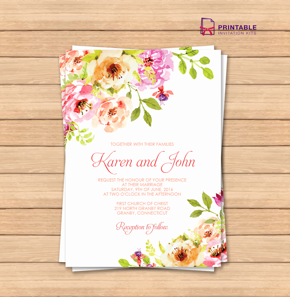 Vintage Floral Border Invitation Template ← Wedding