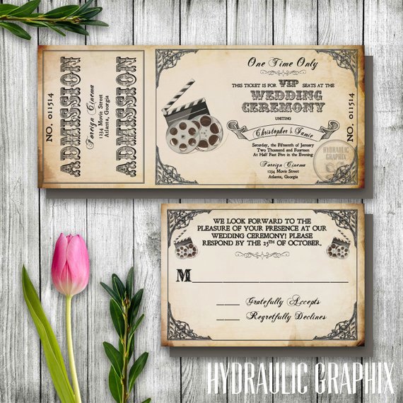 Vintage Mariage Billet Invitation Invitation Ticket