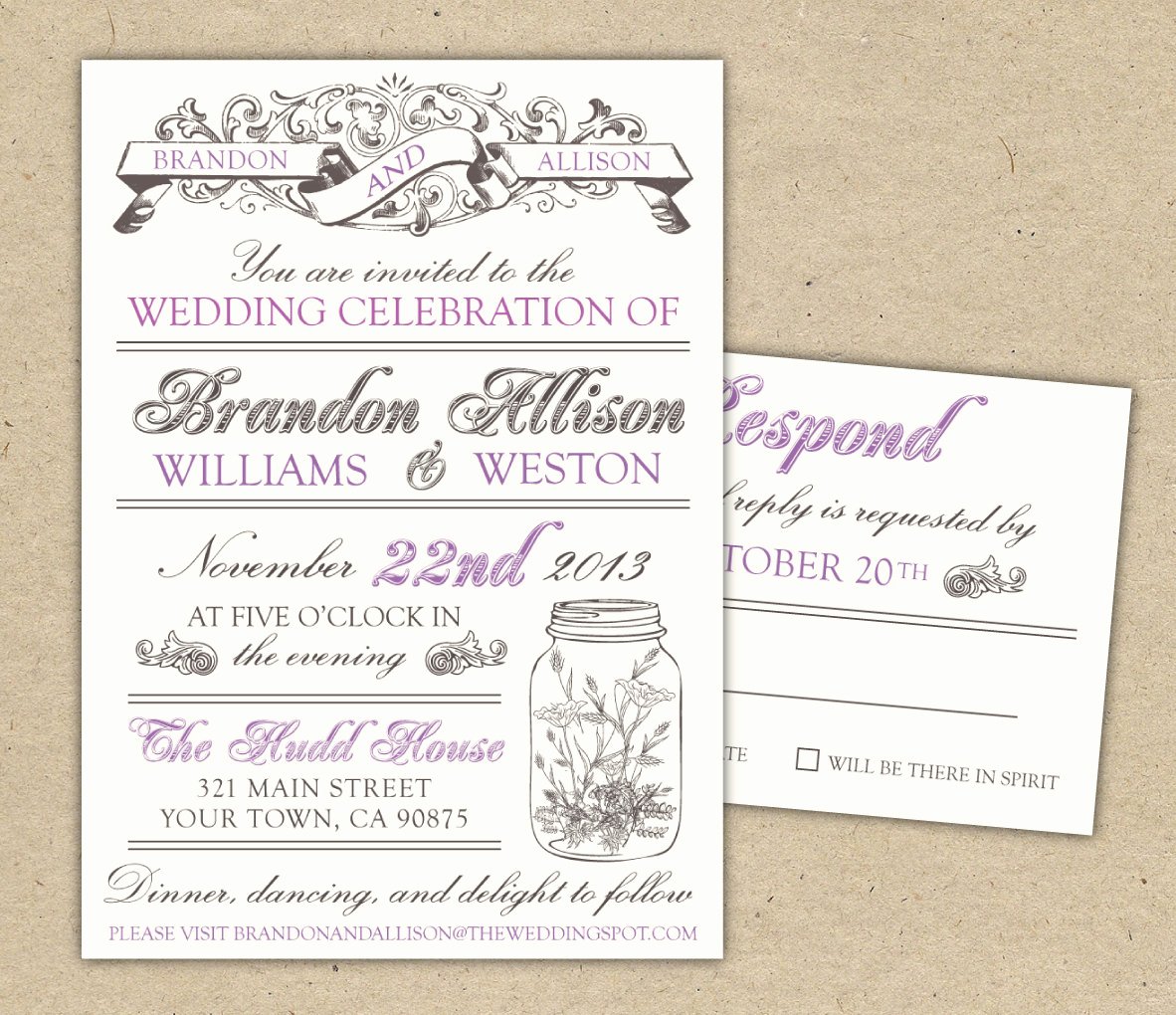 Vintage Wedding Invitations Template