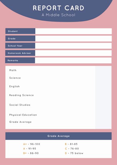 Violet Simple Middle School Report Card Templates by Canva