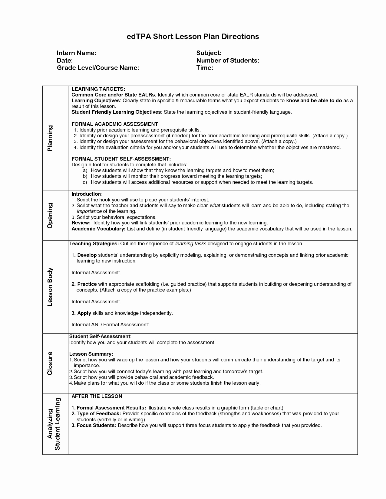 Visual Art Lesson Plan Template