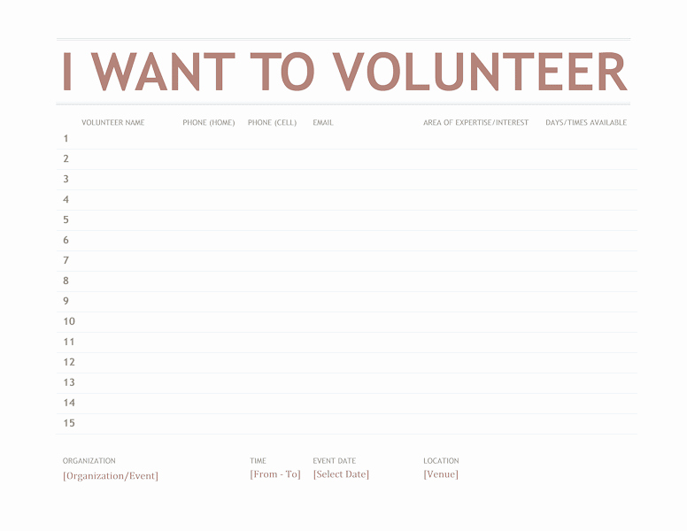 Volunteer Sign Up Sheet Free Certificate Templates In