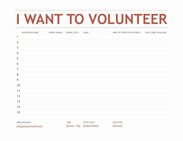 Volunteer Sign Up Sheet Templates Youth