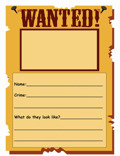 Wanted Poster Template by Shelly360 Teaching Resources Tes