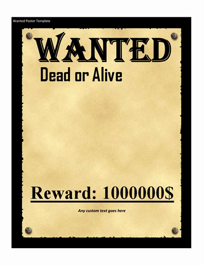 Wanted Poster Template Free Download Create Edit Fill