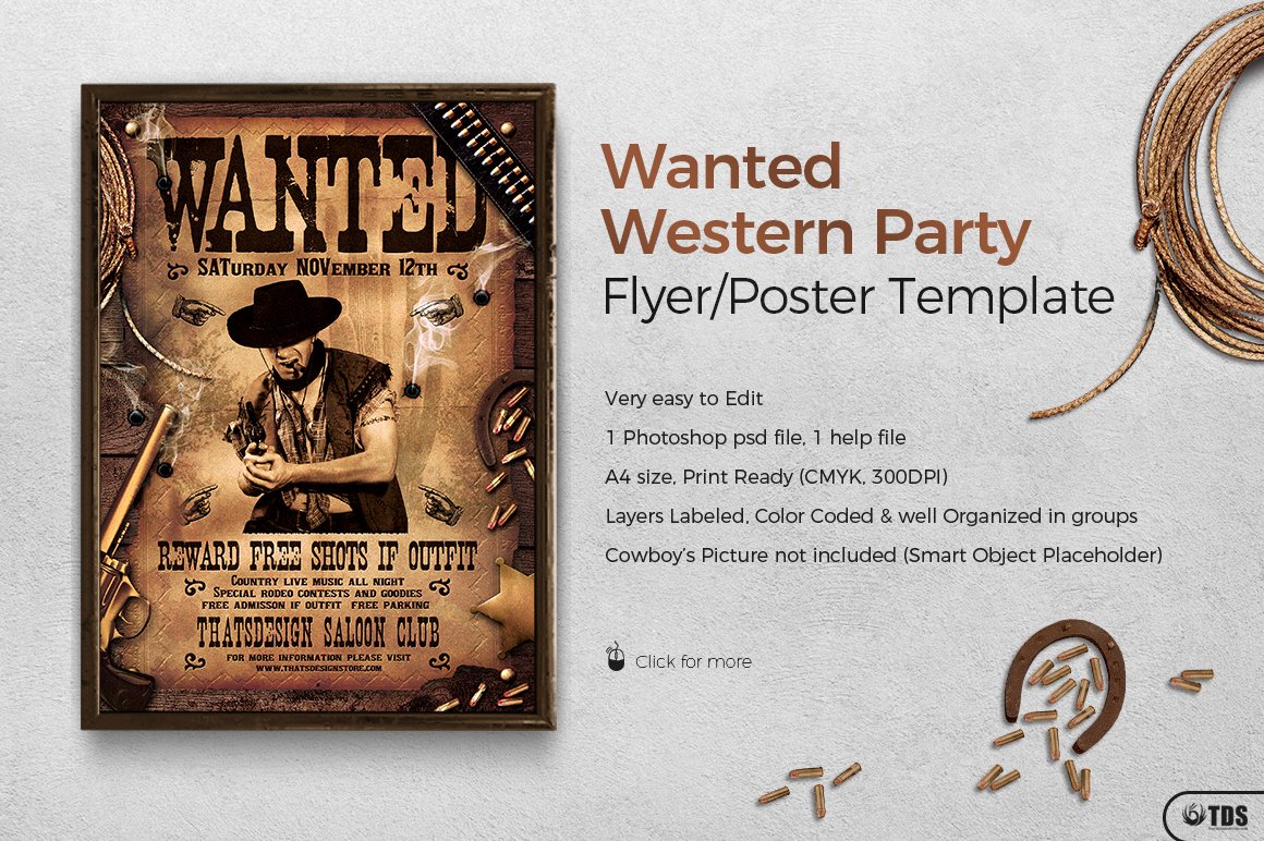 Wanted Western Party Flyer Template On Behance