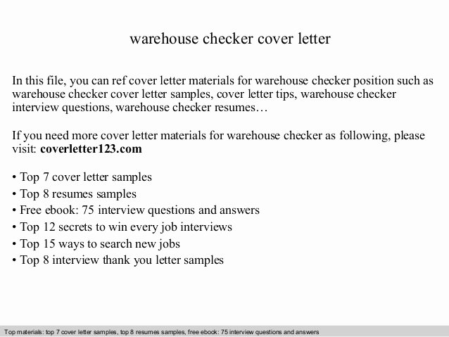 Warehouse Checker Cover Letter