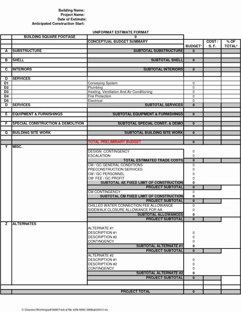 Water Damage Estimate Template