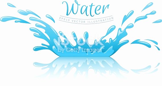 Water Splash Pool with Drops and Reflection Stock Vector