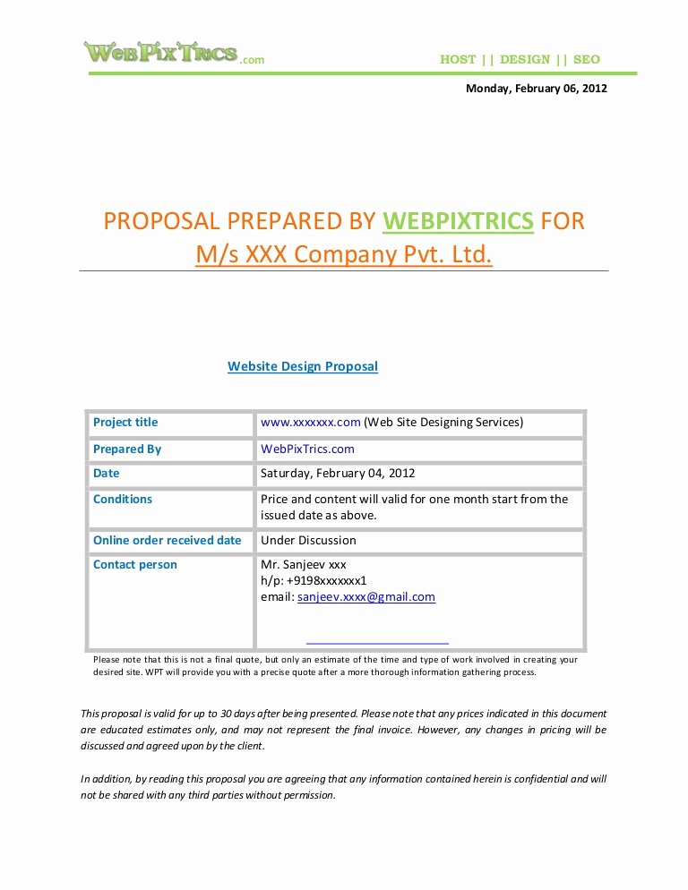 Web Design Proposal Sample