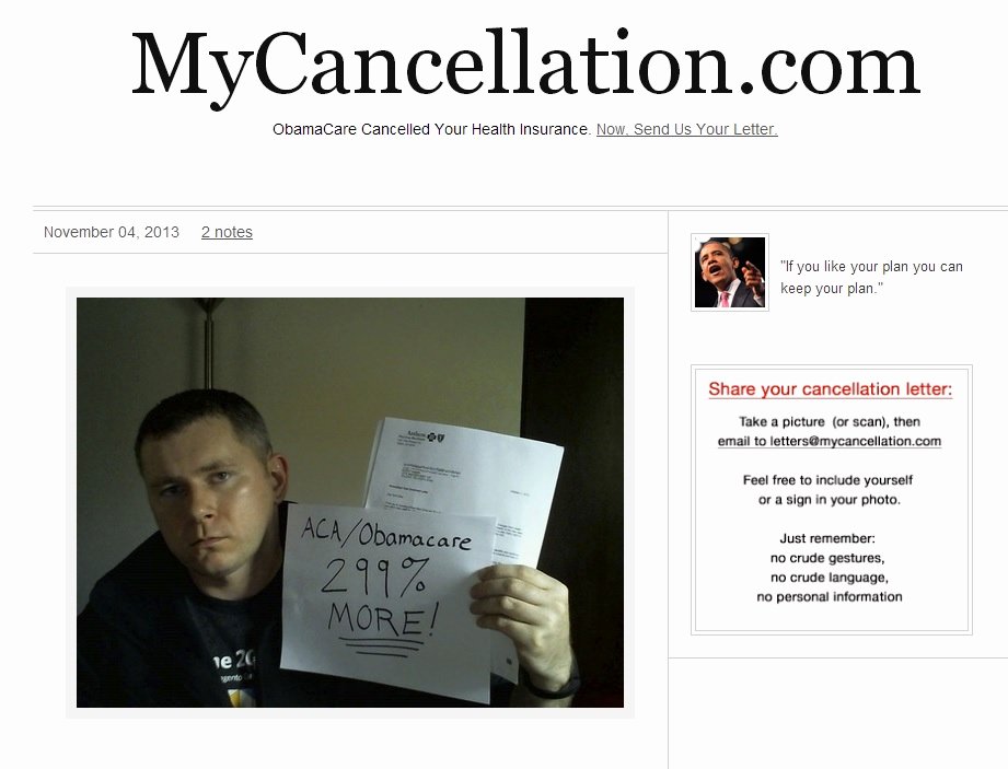 Website Collecting Obamacare Health Insurance Cancellation
