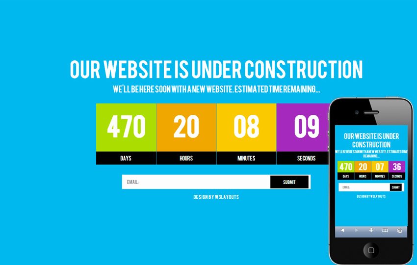 Website Under Construction Maintenance Mobile Web Templates