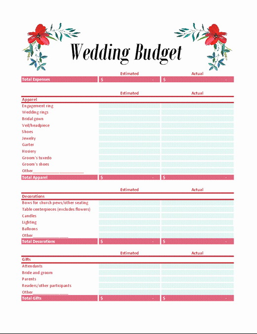 Wedding Bud Worksheet Template Image Collections