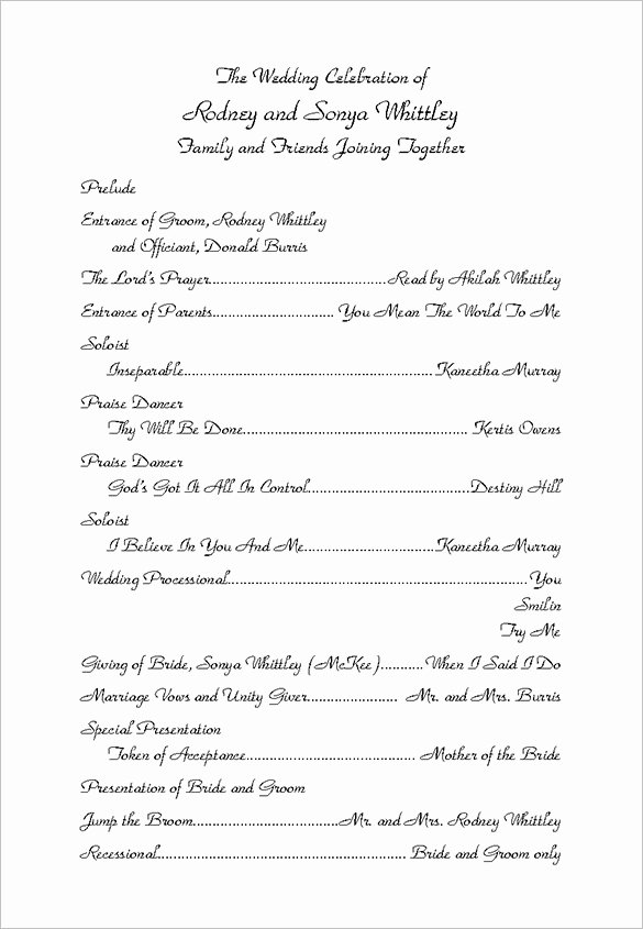 Wedding Ceremony Program Template 36 Word Pdf Psd