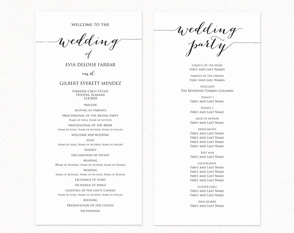 wedding ceremony program templates