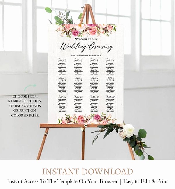 Wedding Ceremony Seating Chart Template Template