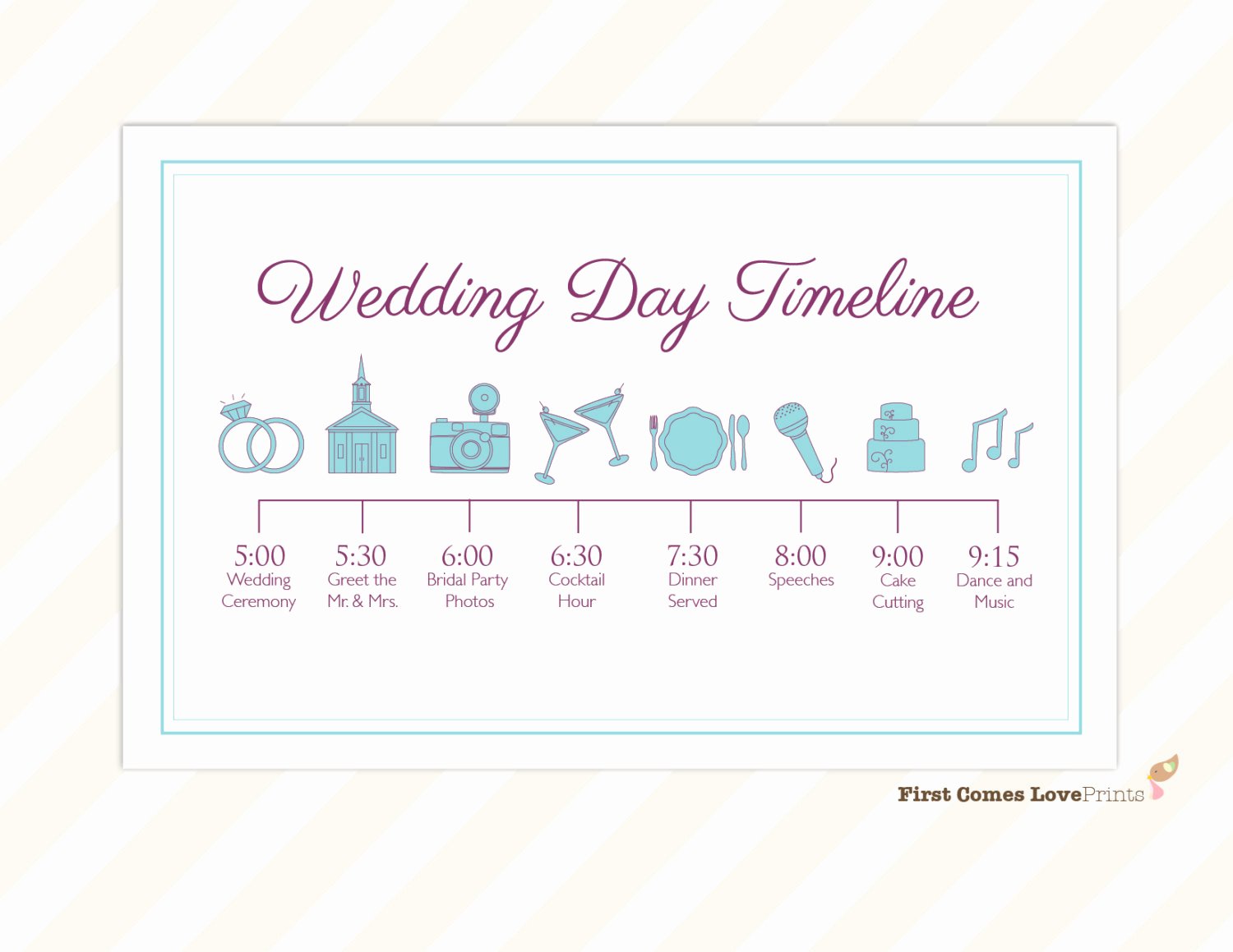 Wedding Day Timeline Card Itinerary for Guests Big Day