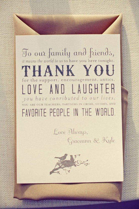 Wedding Etiquette Thank You Notes for Your Guests